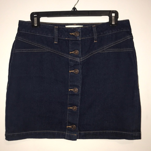 Hi-Rise Denim 6-Button Skirt - Picture 1 of 3